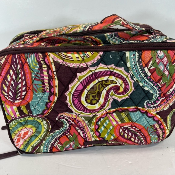 VERA BRADLEY Heirloom Paisley Brown Blue Red Quilted Cosmetic Zipper Bag Lined - Picture 3 of 7